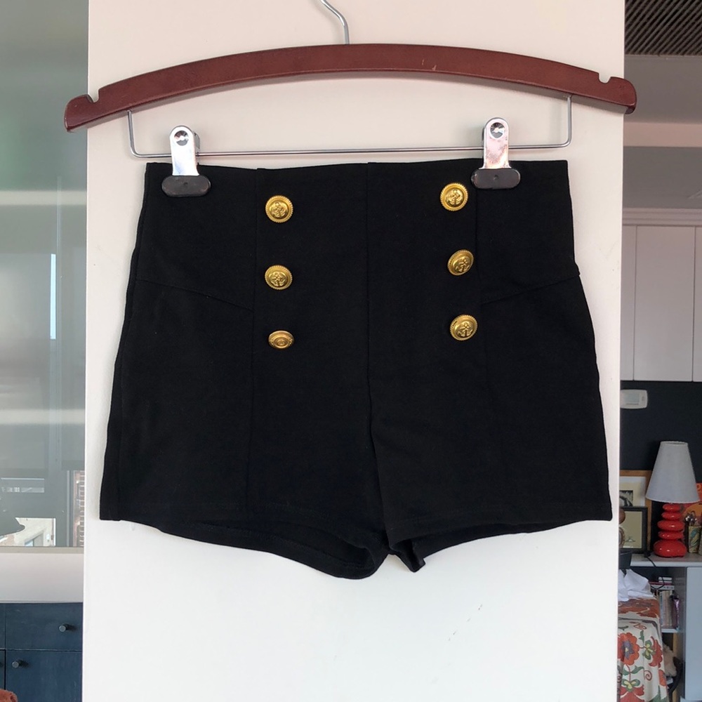 Nautical hot pant with gold decorative buttons